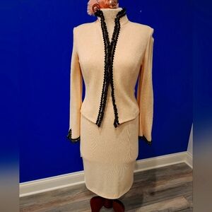 St John Evening by Marie Gray Elegant Cream and Black Women's Skirt Set size 6